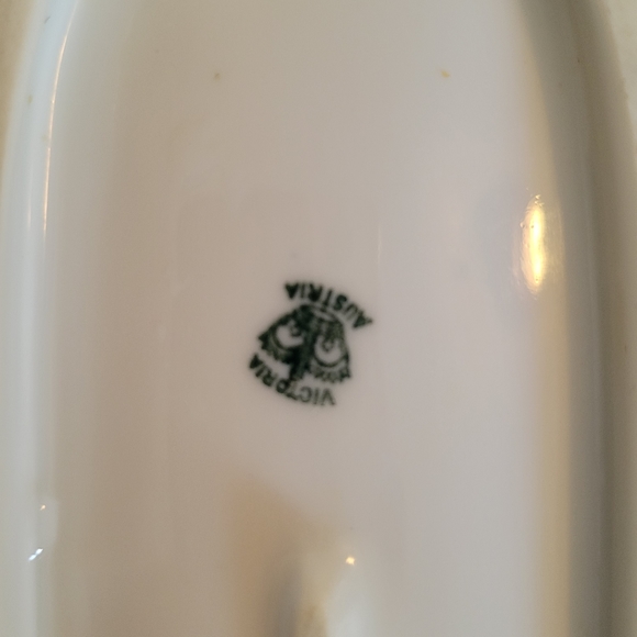 ANTIQUE Victoria Austria Celery Bowl Pink Rose Garland Pattern - Picture 4 of 12